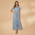 Talia | Elegant Floral V-Neck Maxi Dress with Flutter Sleeves