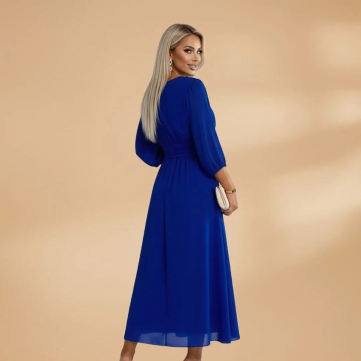 Diana | Elegant V-Neck Long Sleeve Midi Dress