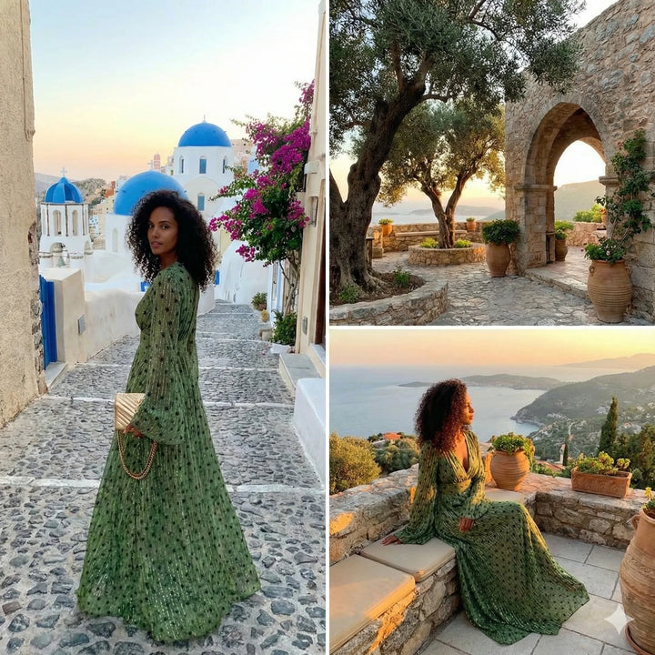 Elena | Long Sleeve Sequin Maxi Beach Summer Dress