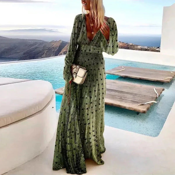 Elena | Long Sleeve Sequin Maxi Beach Summer Dress