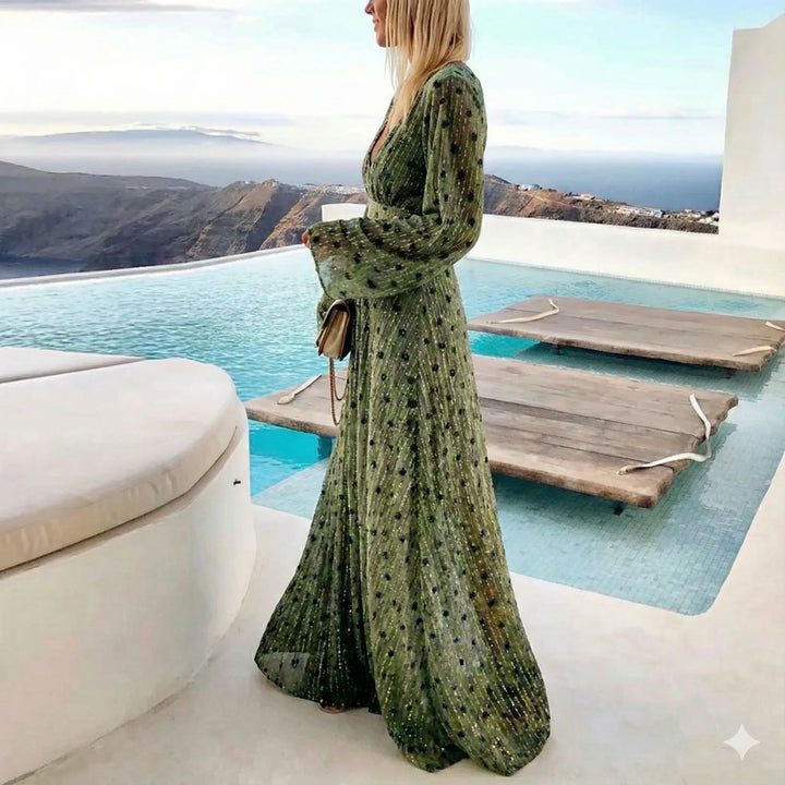 Elena | Long Sleeve Sequin Maxi Beach Summer Dress