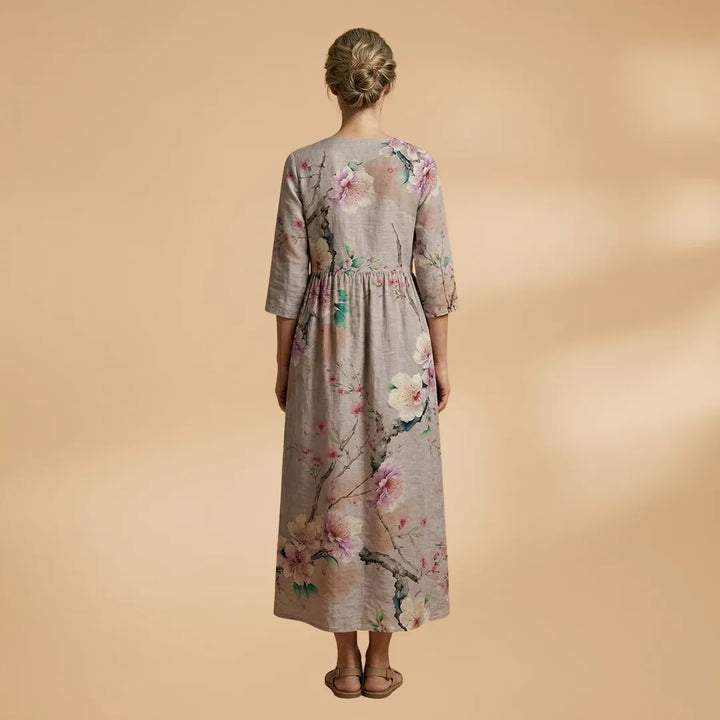 Clara | Floral Summer V-Neck Midi Dress