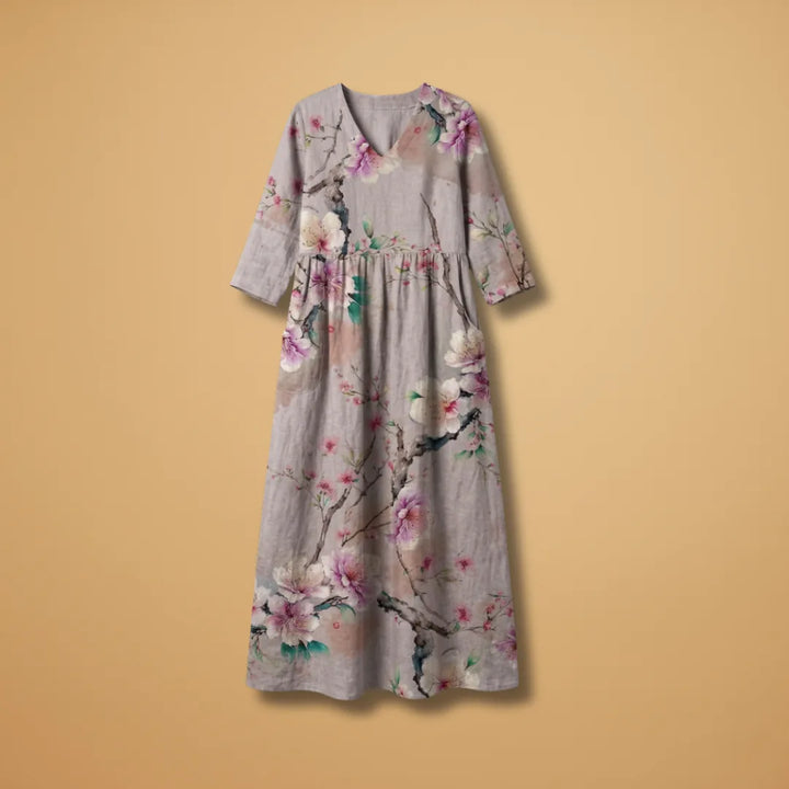 Clara | Floral Summer V-Neck Midi Dress