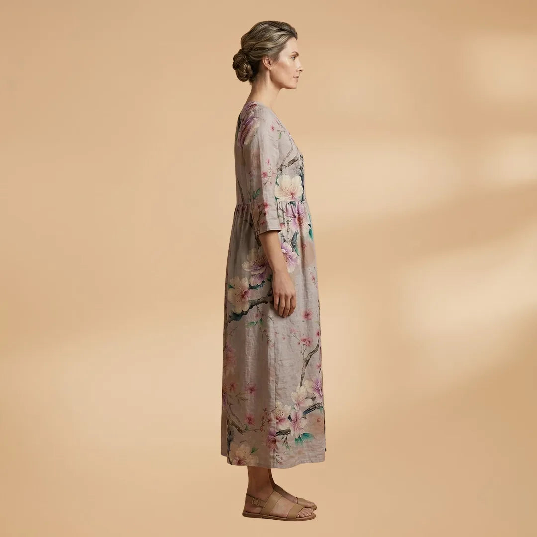 Clara | Floral Summer V-Neck Midi Dress