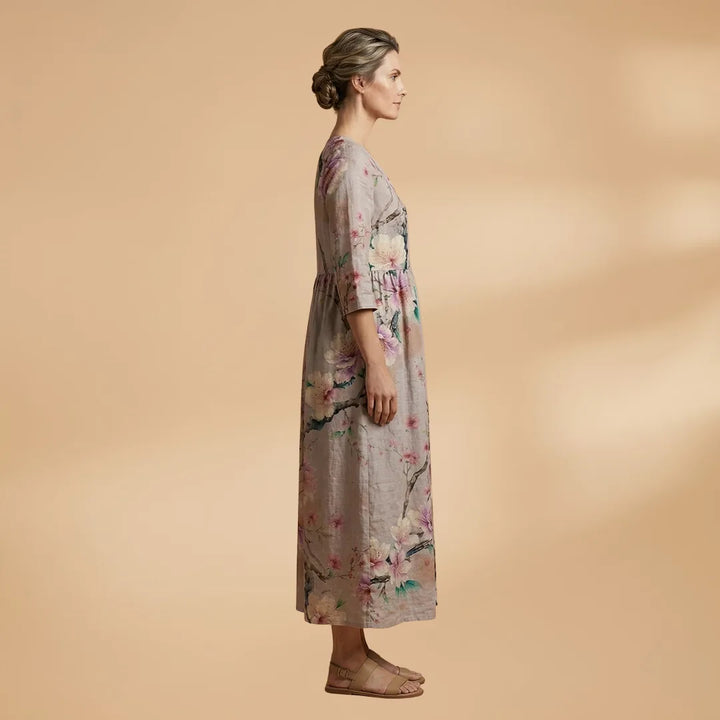 Clara | Floral Summer V-Neck Midi Dress