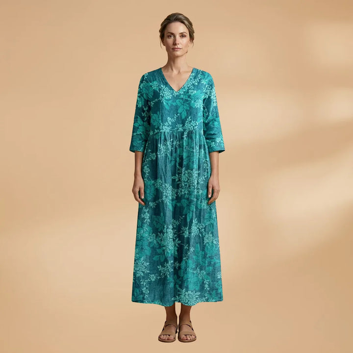 Clara | Floral Summer V-Neck Midi Dress