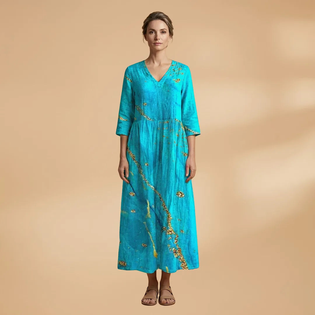 Clara | Floral Summer V-Neck Midi Dress