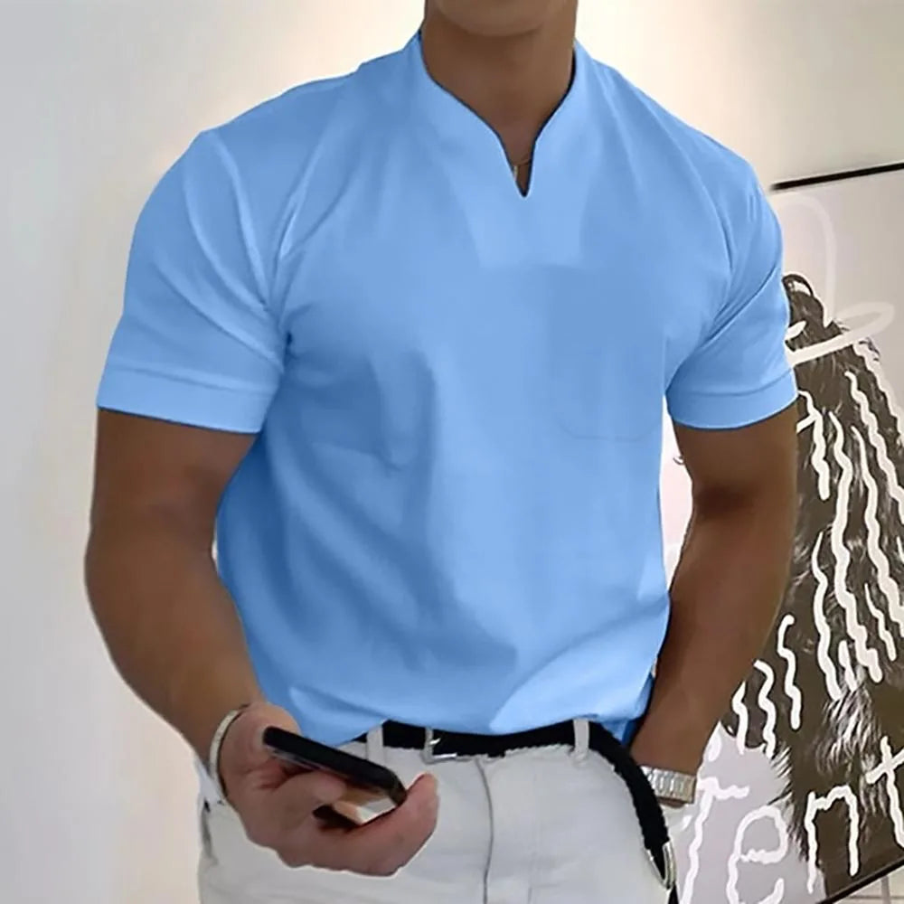 Luca | Elegant V-Neck Polo Shirt Short Sleeve
