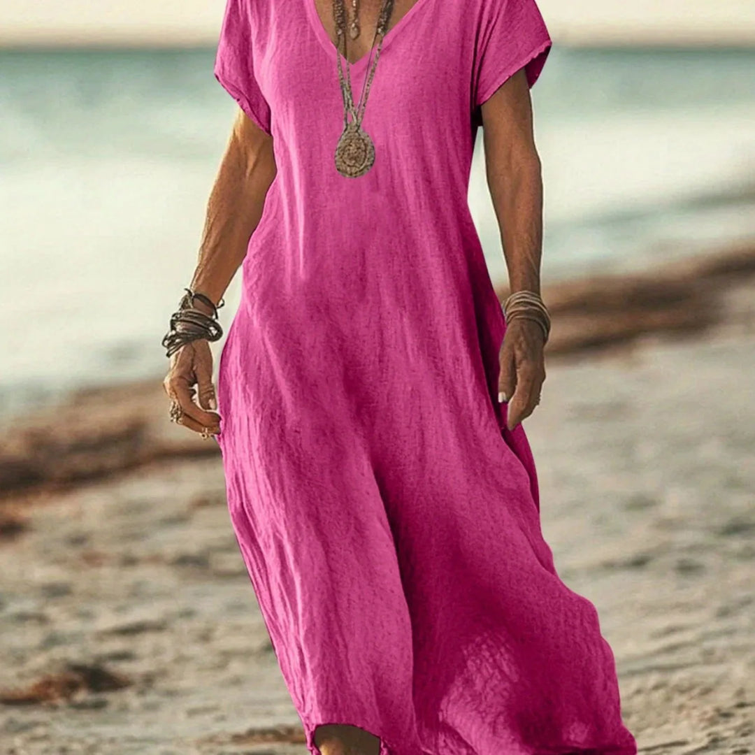Beatrice | V-Neck Short Sleeve Maxi Dress