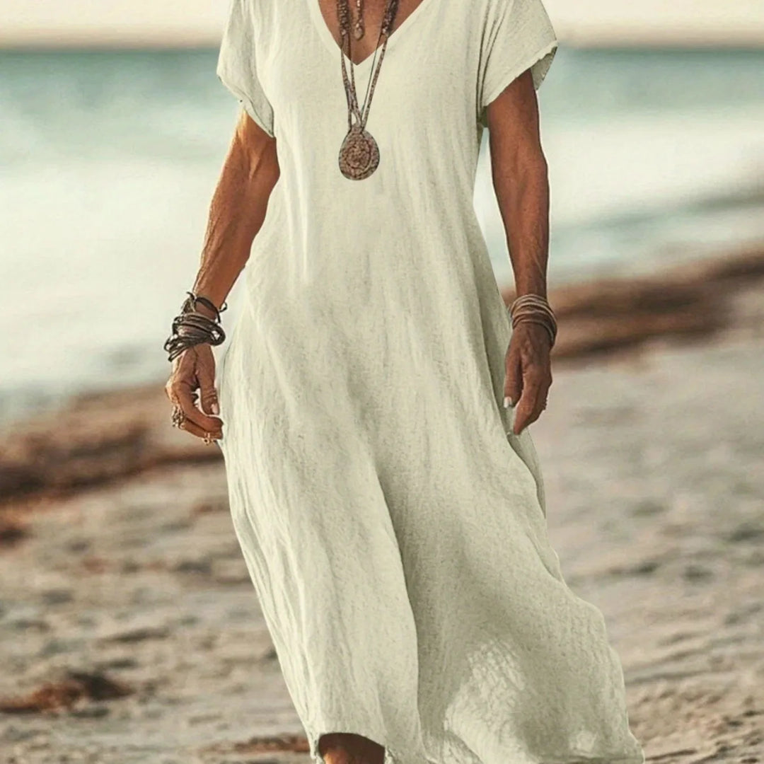 Beatrice | V-Neck Short Sleeve Maxi Dress