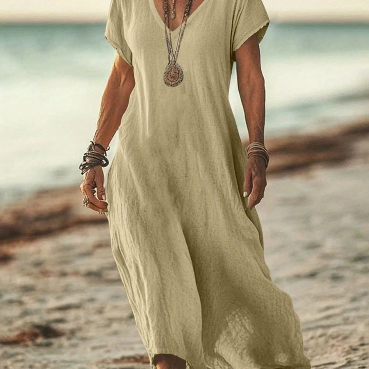 Beatrice | V-Neck Short Sleeve Maxi Dress