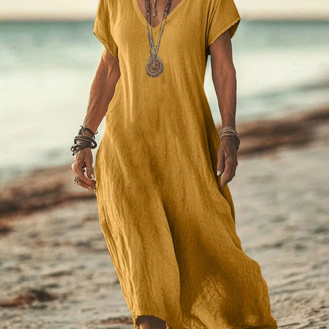 Beatrice | V-Neck Short Sleeve Maxi Dress