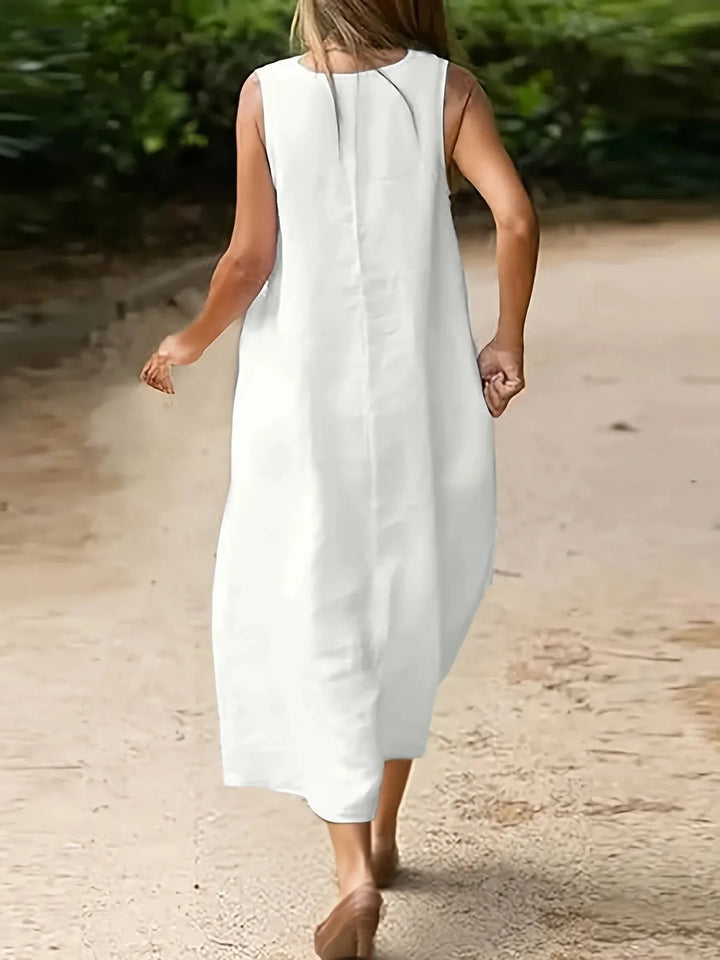 Jasmine | Elegant V-Neck Sleeveless Midi Dress