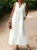 Jasmine | Elegant V-Neck Sleeveless Midi Dress