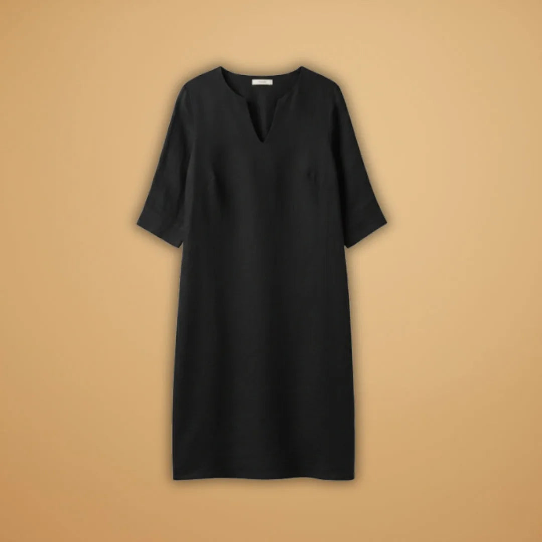 Stella | Classic V-Neck Three-Quarter Sleeve Dress