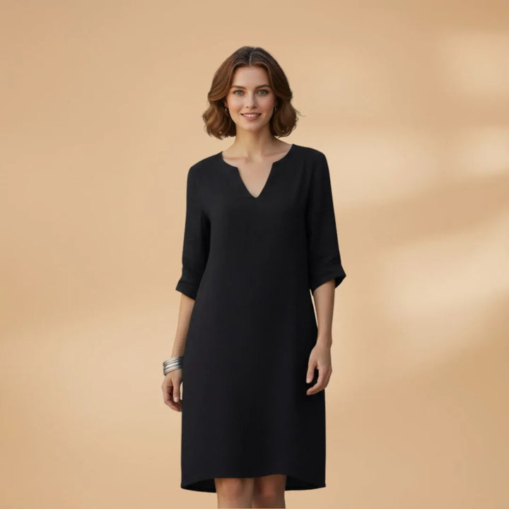 Stella | Classic V-Neck Three-Quarter Sleeve Dress