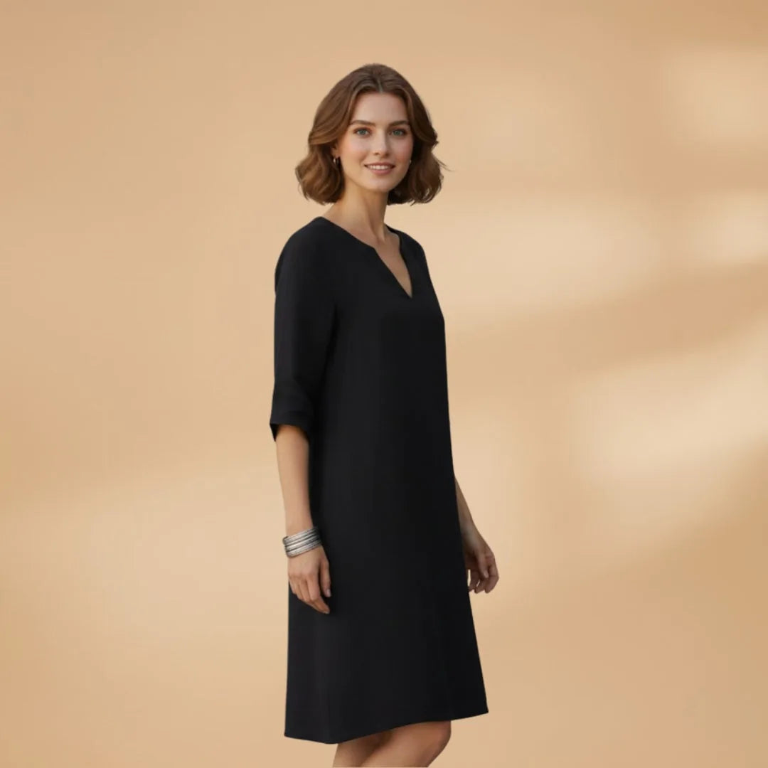 Stella | Classic V-Neck Three-Quarter Sleeve Dress