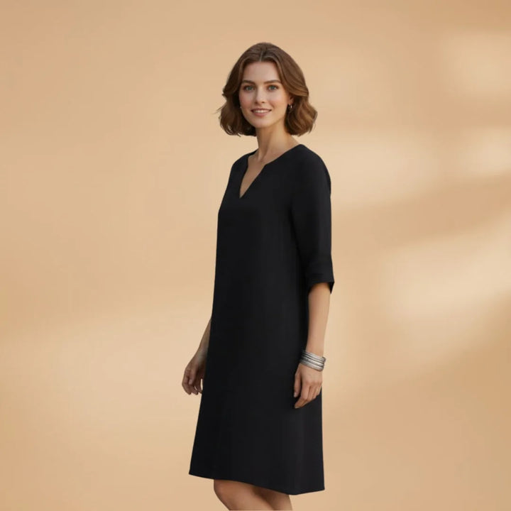 Stella | Classic V-Neck Three-Quarter Sleeve Dress
