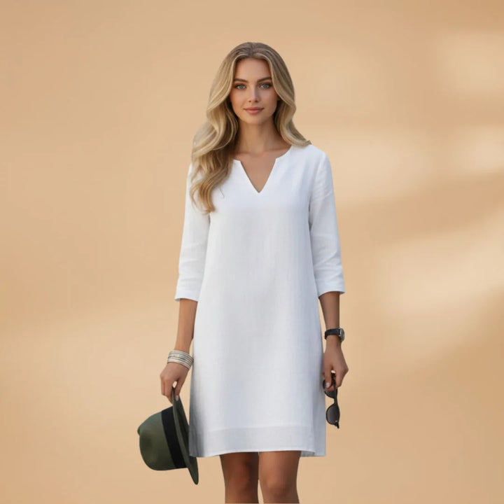 Stella | Classic V-Neck Three-Quarter Sleeve Dress