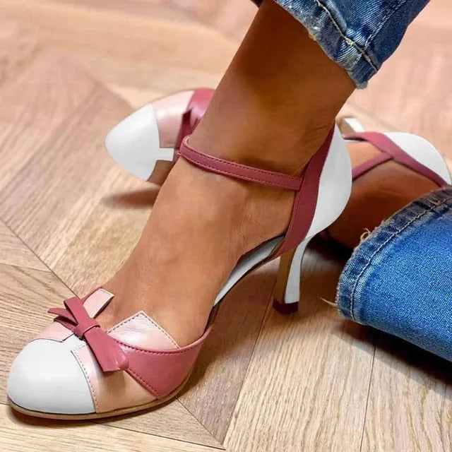 Lucy | Women's Ankle Strap Heels With Bow Detail