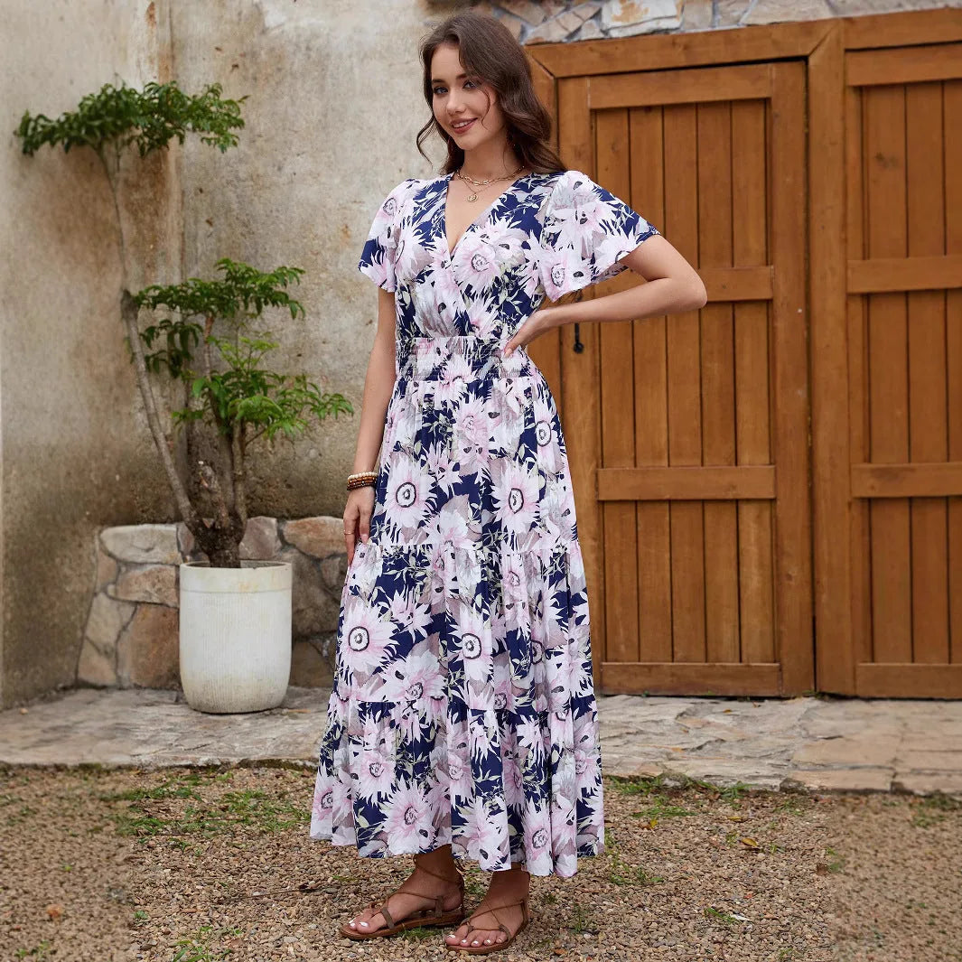 Willa | Wrap Floral Maxi Dress With Short Sleeves
