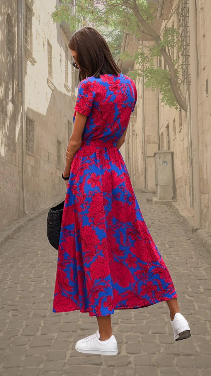 Nadia | Elegant Floral Wrap Maxi Dress with V-Neck