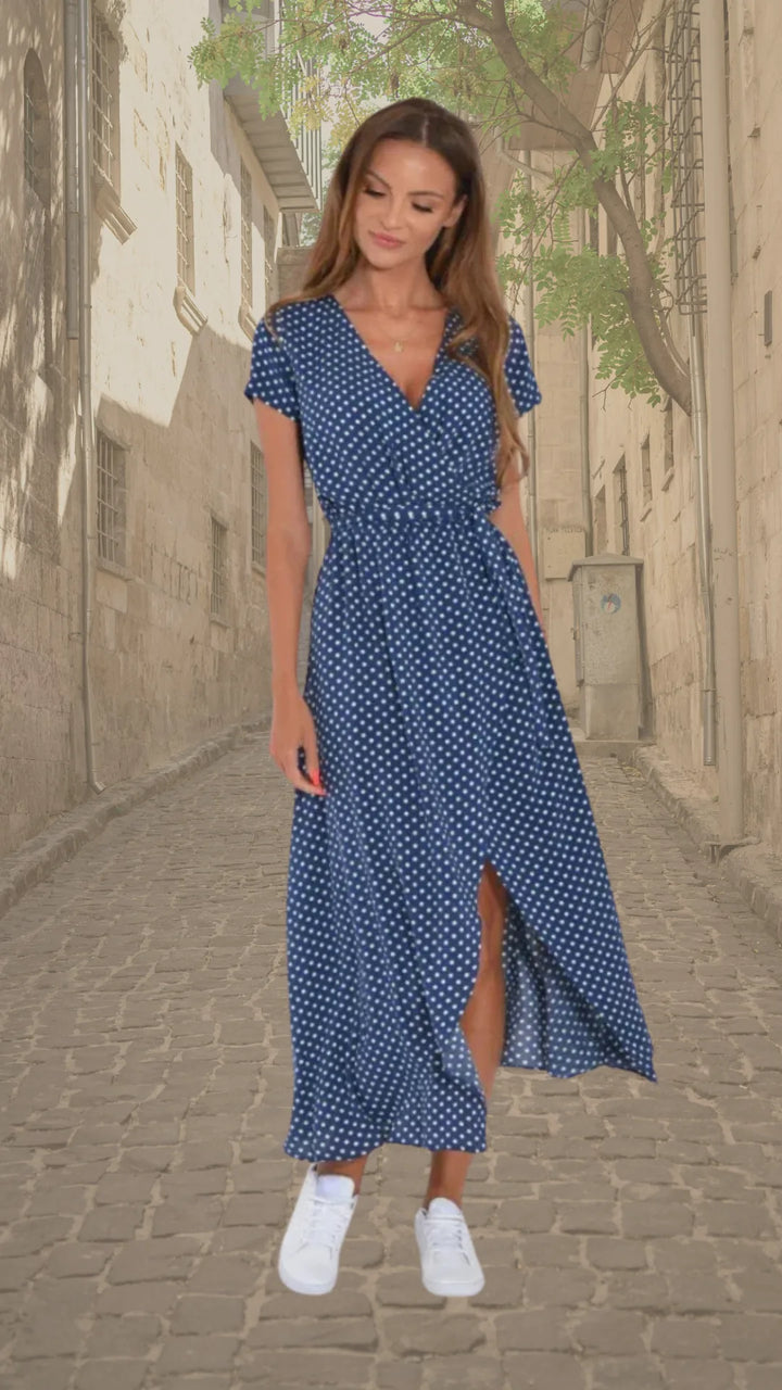 Nadia | Elegant Floral Wrap Maxi Dress with V-Neck