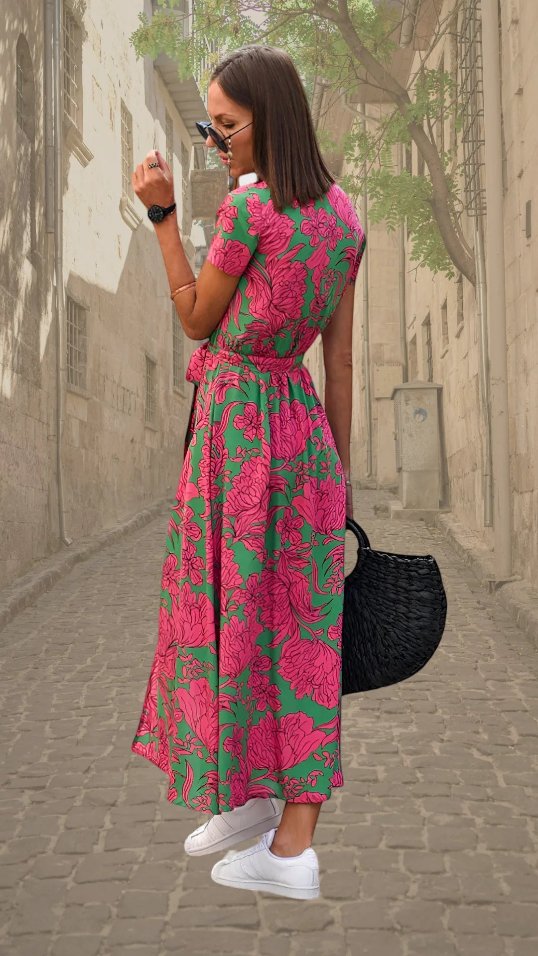 Nadia | Elegant Floral Wrap Maxi Dress with V-Neck