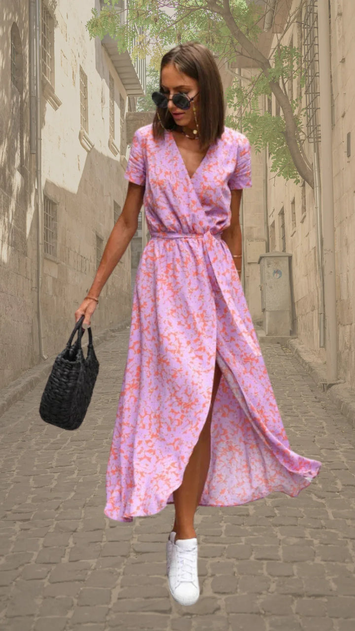 Nadia | Elegant Floral Wrap Maxi Dress with V-Neck