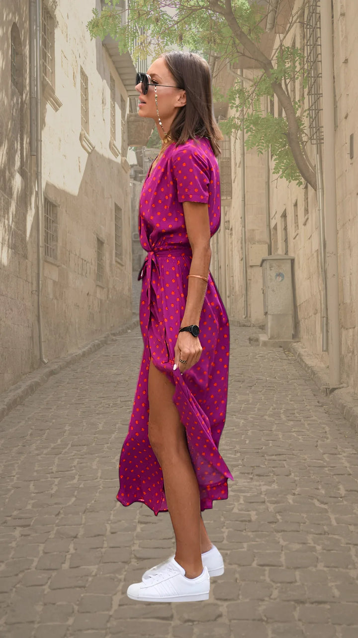 Nadia | Elegant Floral Wrap Maxi Dress with V-Neck
