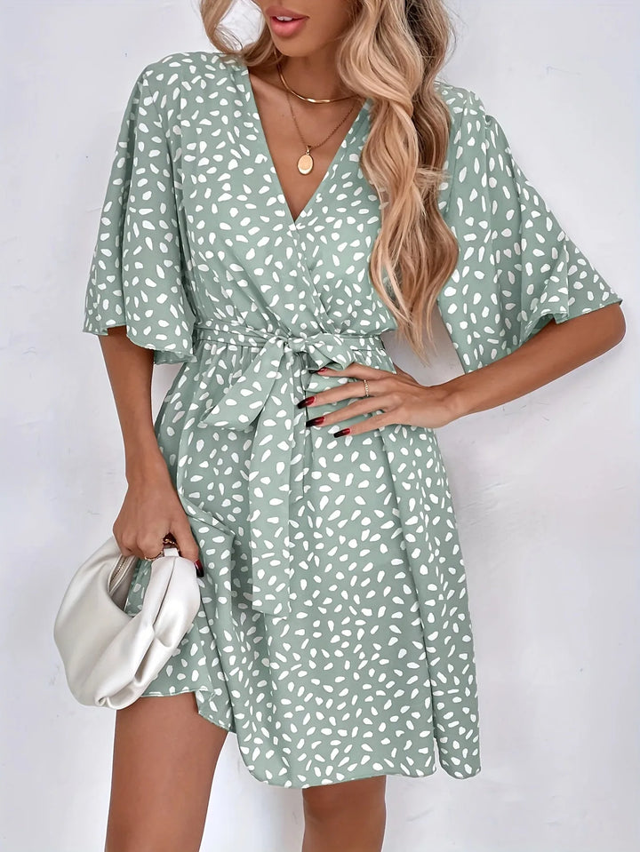 Sophia | Elegant Wrap V-Neck Floral Mini Dress