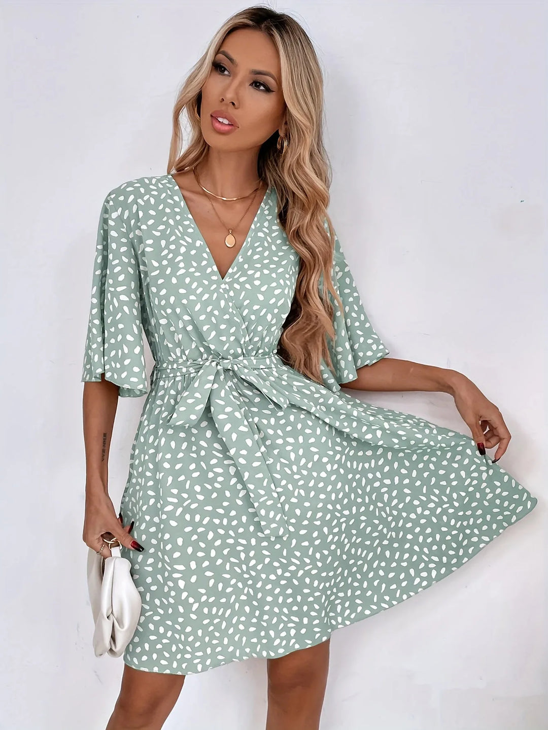 Sophia | Elegant Wrap V-Neck Floral Mini Dress