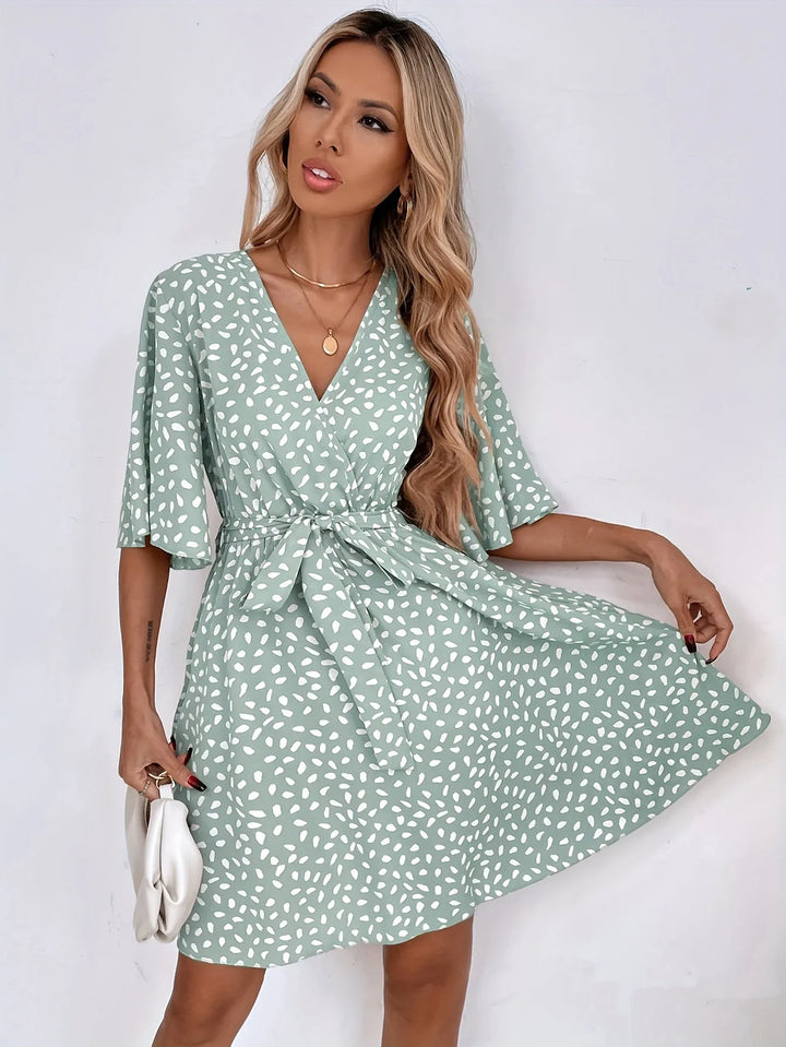 Sophia | Elegant Wrap V-Neck Floral Mini Dress