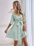 Sophia | Elegant Wrap V-Neck Floral Mini Dress